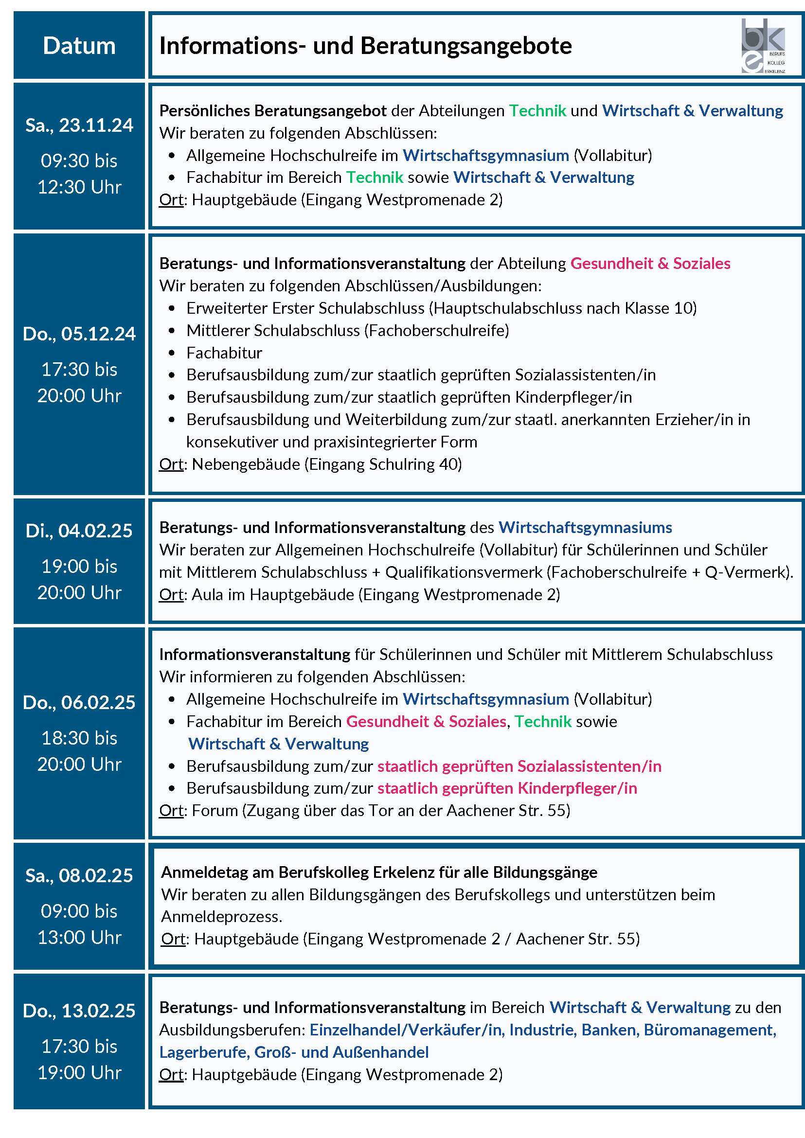 Info- & Beratungsangebote für 2025/2026